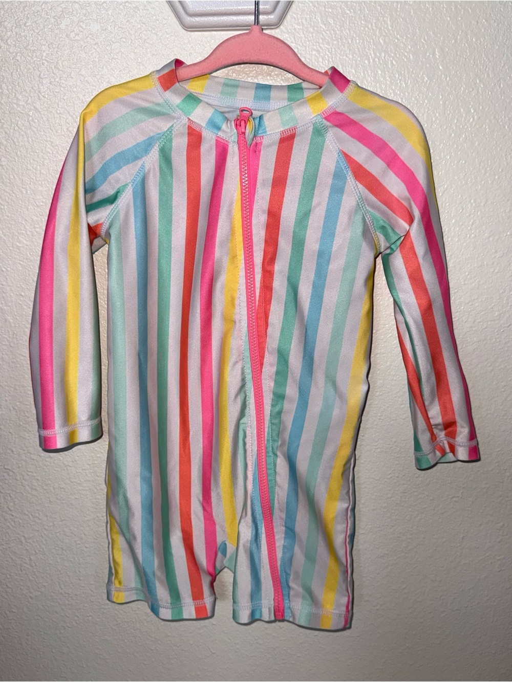 wonder nation Multicolor Stripe Long-Sleeve One-Piece Swim